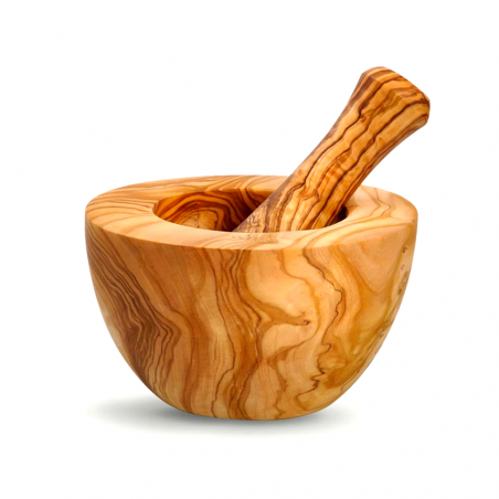 Mortier naturel en bois d'olivier fait à la main