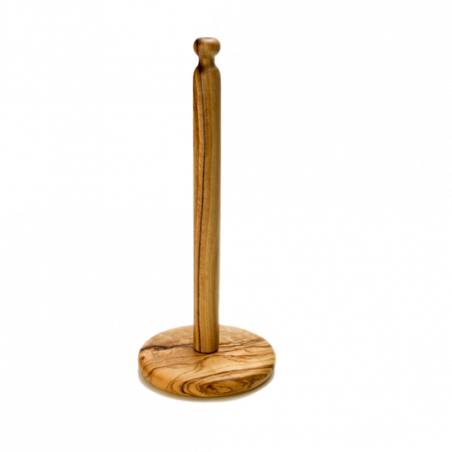 Support essuie-tout rond en bois d'olivier fait à la main
