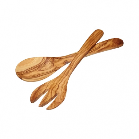Couverts à salade en bois d'olivier faits à la main