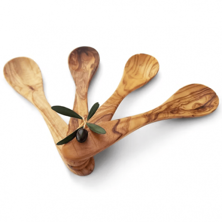 Lot de 4 cuillères en bois d'olivier faites à la main