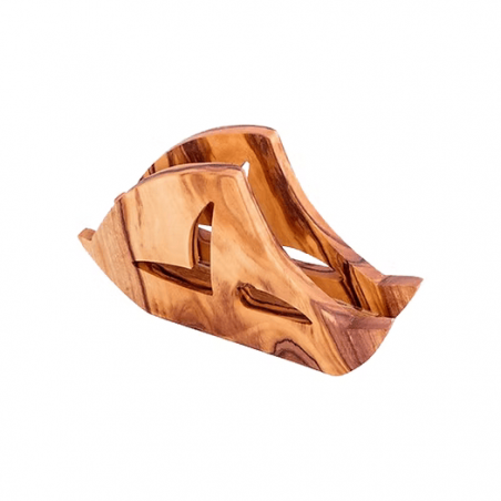 Porte-serviette bateau en bois d'olivier fait à la main