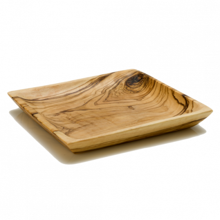 Plat carré en bois d'olivier fait à la main