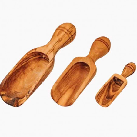 Lot de pelles de dosage pour épices en bois d'olivier faites à la main